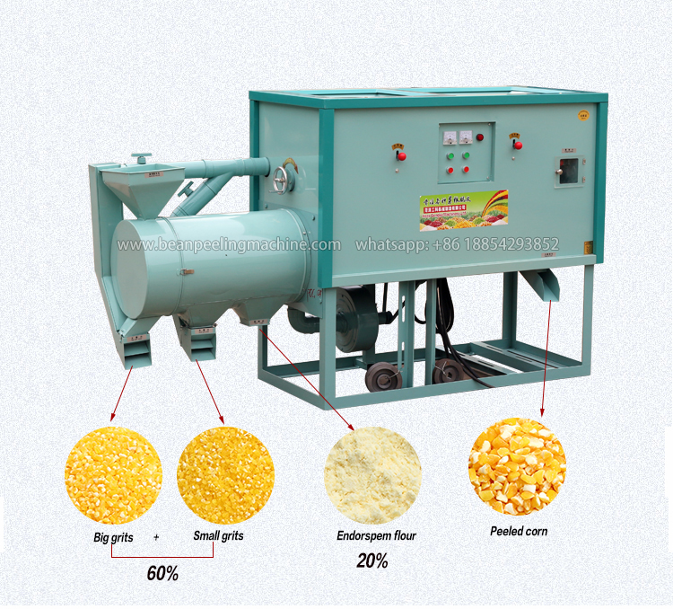 Full automatic corn peeling and corn grits machine